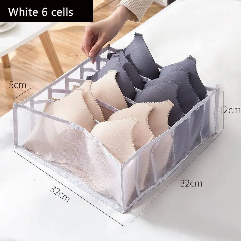 Foldable Underwear and Socks Organizer with Dividers Clothes Storage Box Breathable Mesh Bag for Wardrobe