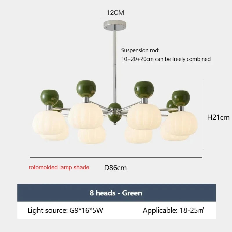 SANDYHA Elegant Modern Pumpkin Chandelier LED Lamp - Stylish Lighting Fixture for Living Room, Bedroom and Home Decor