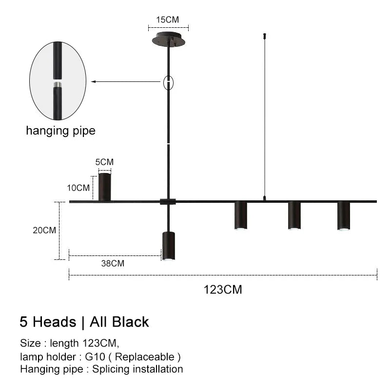 Modern Black Pendant Chandelier Hanging Lamp for Dining Room, Kitchen, Living Room, Bedroom & Bar