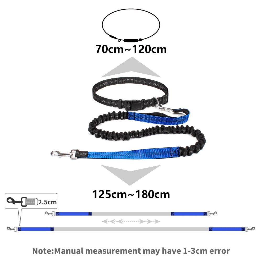 Hands-Free Dog Leash with Adjustable Waist Belt & Chest Strap for Walking Running Jogging