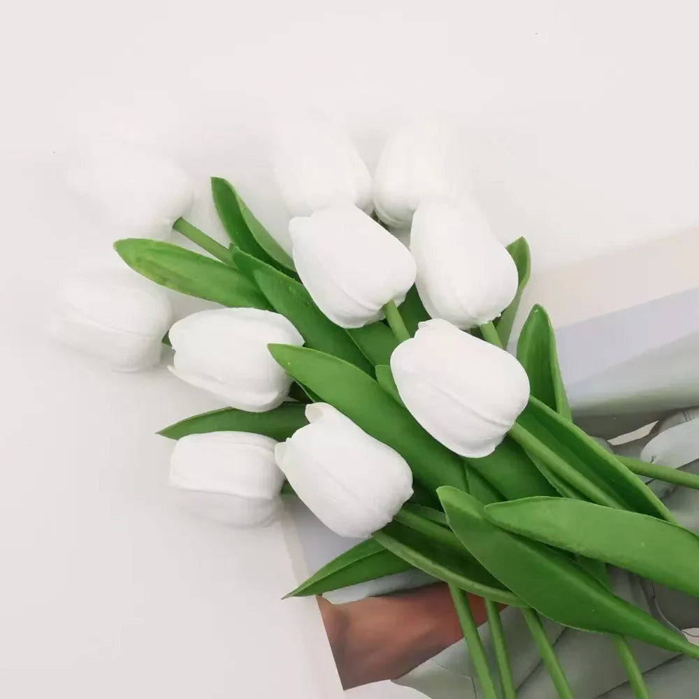 Real Touch Artificial Tulip Flowers Bouquet Fake Tulips for Home Wedding Decorations