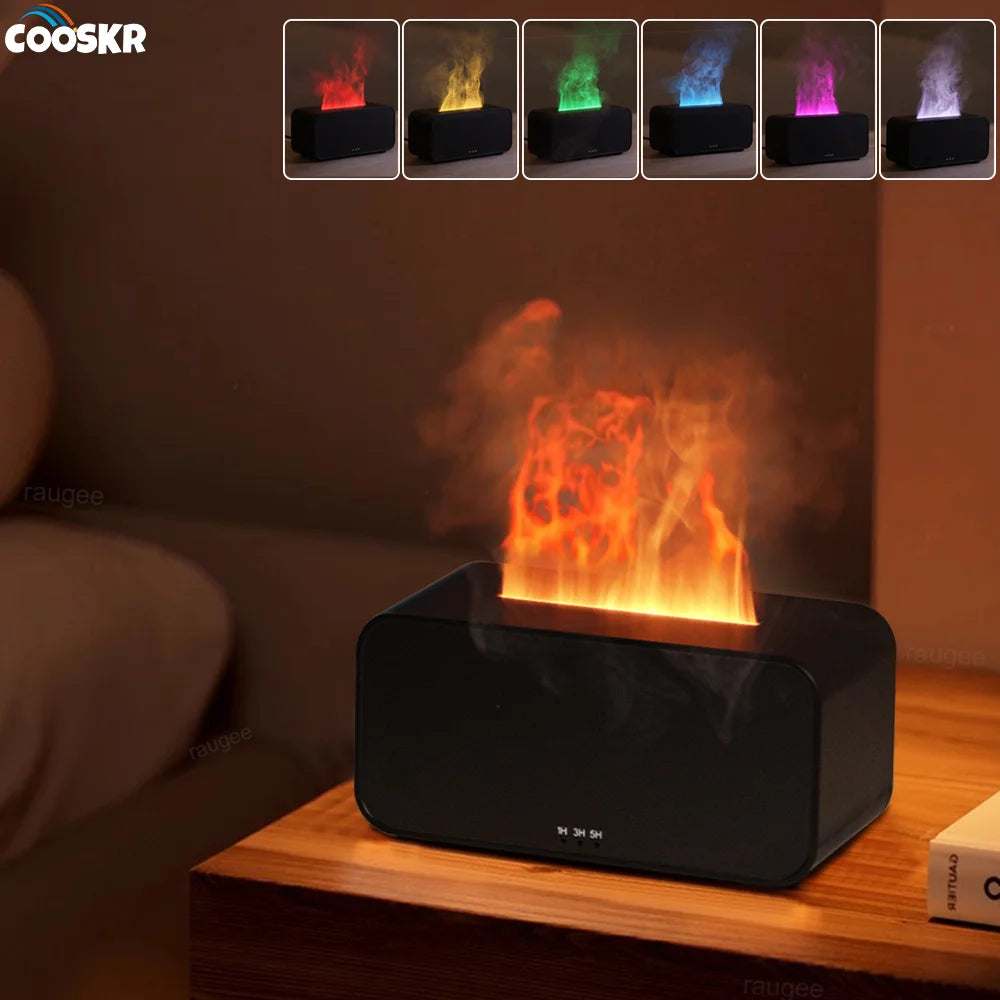 Air Aroma Humidifier Diffuser Essential Oils Mini Flame Automatic Fragrance Diffuser with LED Light