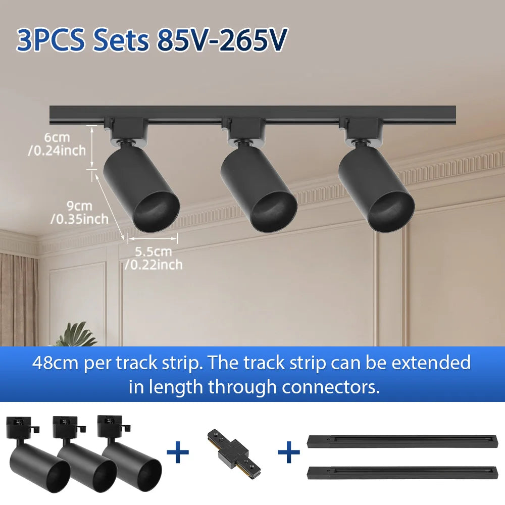 GU10 LED Track Light Full Set, Ceiling Spotlight for Kitchen Living Room & Store Decor