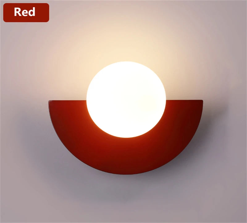 Round Ball Lampshade Wall Sconce Light, LED G9 Bulb for Bedroom Corridor Home Decor Lustre