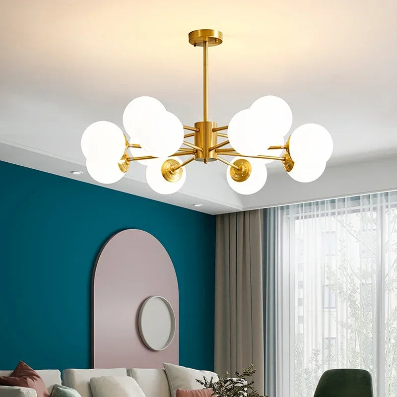 Modern Luxury Nordic Glass LED Chandelier for Living Room, Dining Room, Bedroom & Kitchen