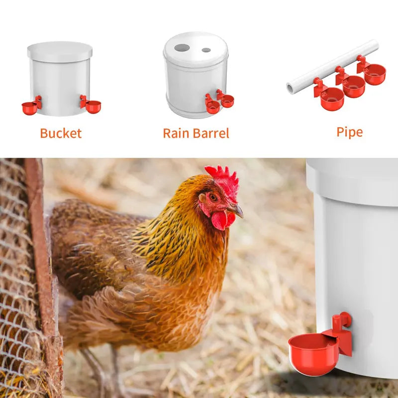 Automatic Poultry Drinking Bowl Chicken Waterer Cups Duck Hanging Water Dispenser