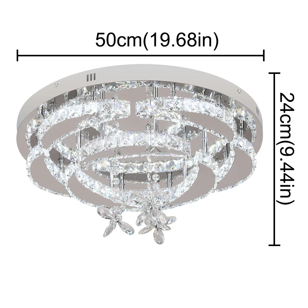 Modern K9 Crystal LED Chandelier Ceiling Lamp RC Dimmable Pendant Light for Living & Dining Room Home Fixture Luminaire