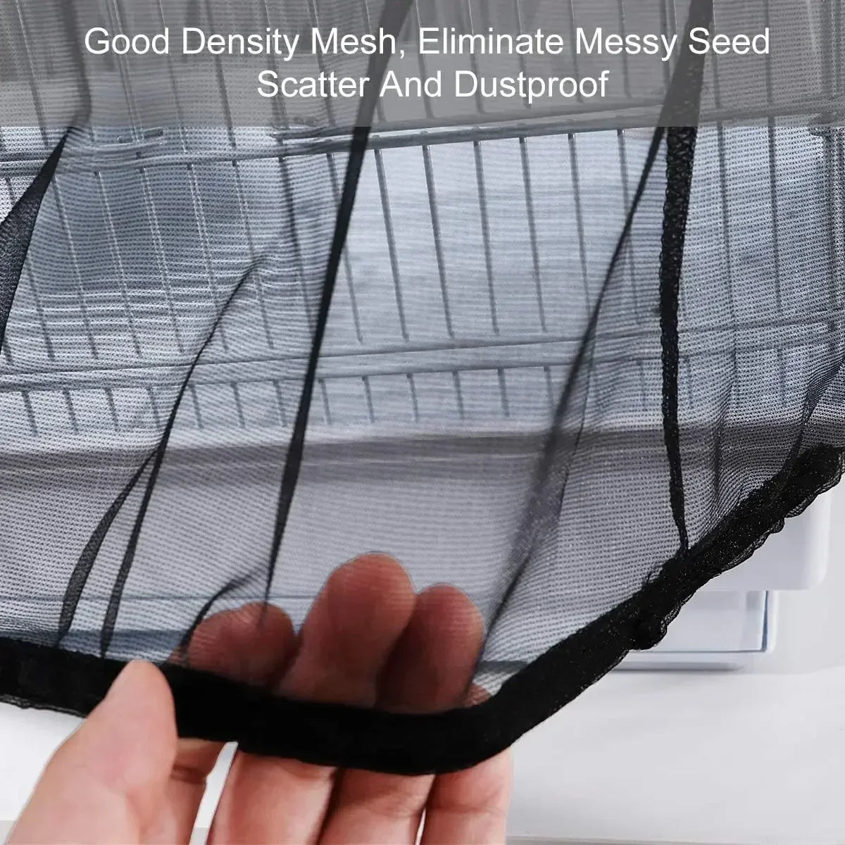 Mesh Bird Cage Cover Skirt Net Easy Cleaning Seed Catcher Guard Stretchy Parrot Cage Net Jaula Para Pajaros