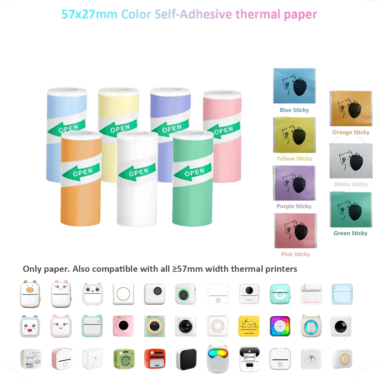 Thermal Mini Printer - Portable Inkless Bluetooth Sticker Maker and Pocket Photo Printer for Children DIY