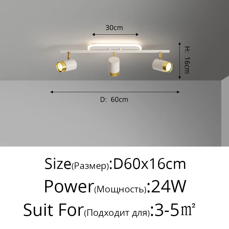 Black & White LED Chandelier for Living Room Balcony Corridor, Modern Simple Decorative Lighting