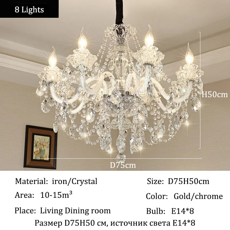 Luxury Home Crystal Chandelier Villa LED Ceiling Pendant Light for Living Room Hanging Fixture Decor