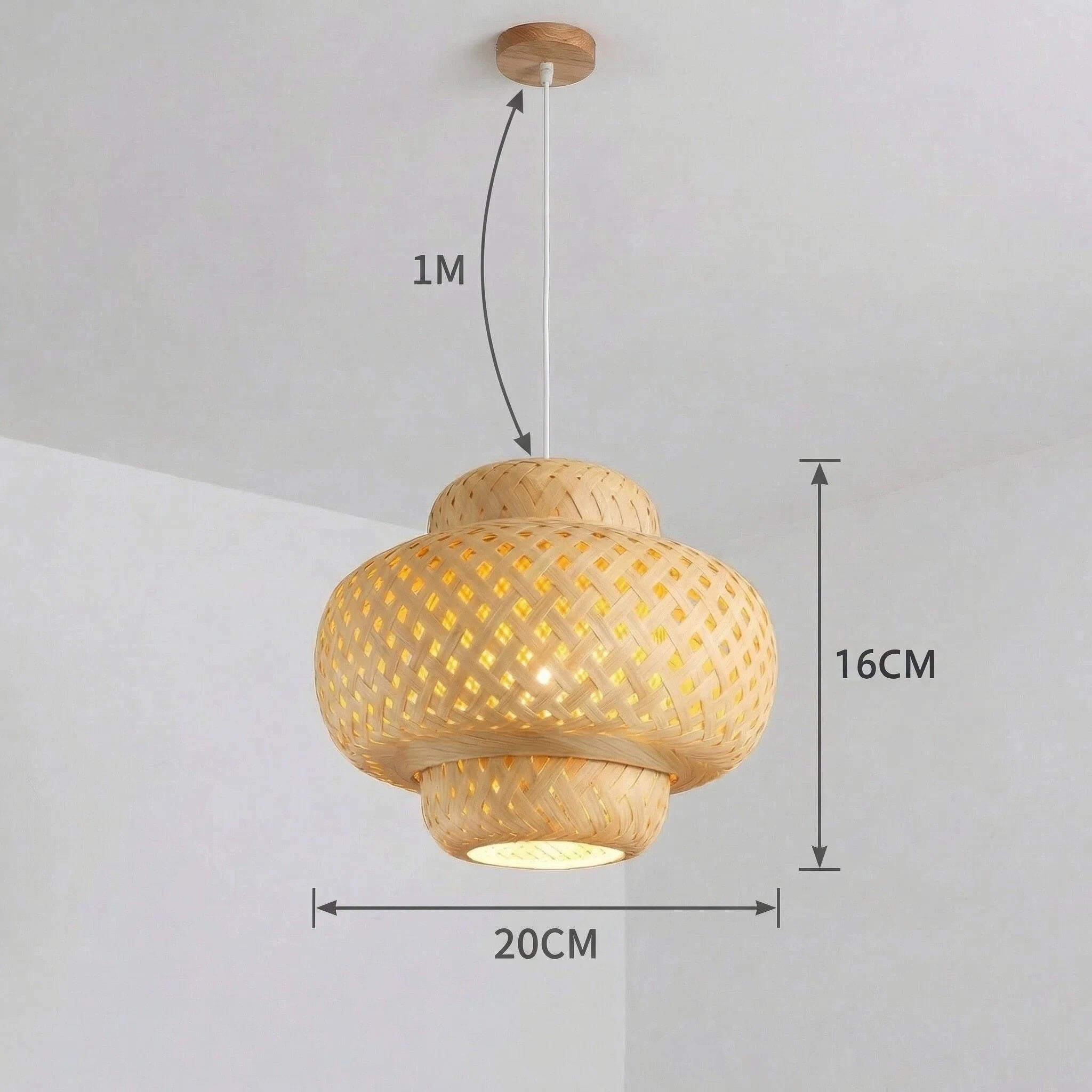 Modern Hand Woven Bamboo Pendant Light Art Chandelier Lantern for Dining Room and Bedroom