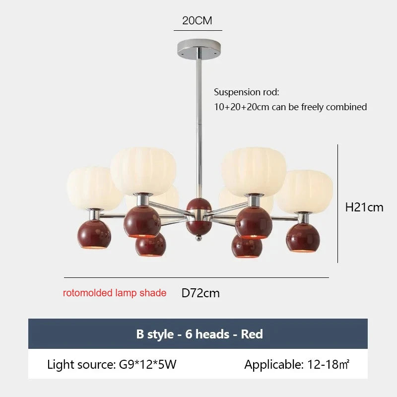 SANDYHA Elegant Modern Pumpkin Chandelier LED Lamp - Stylish Lighting Fixture for Living Room, Bedroom and Home Decor