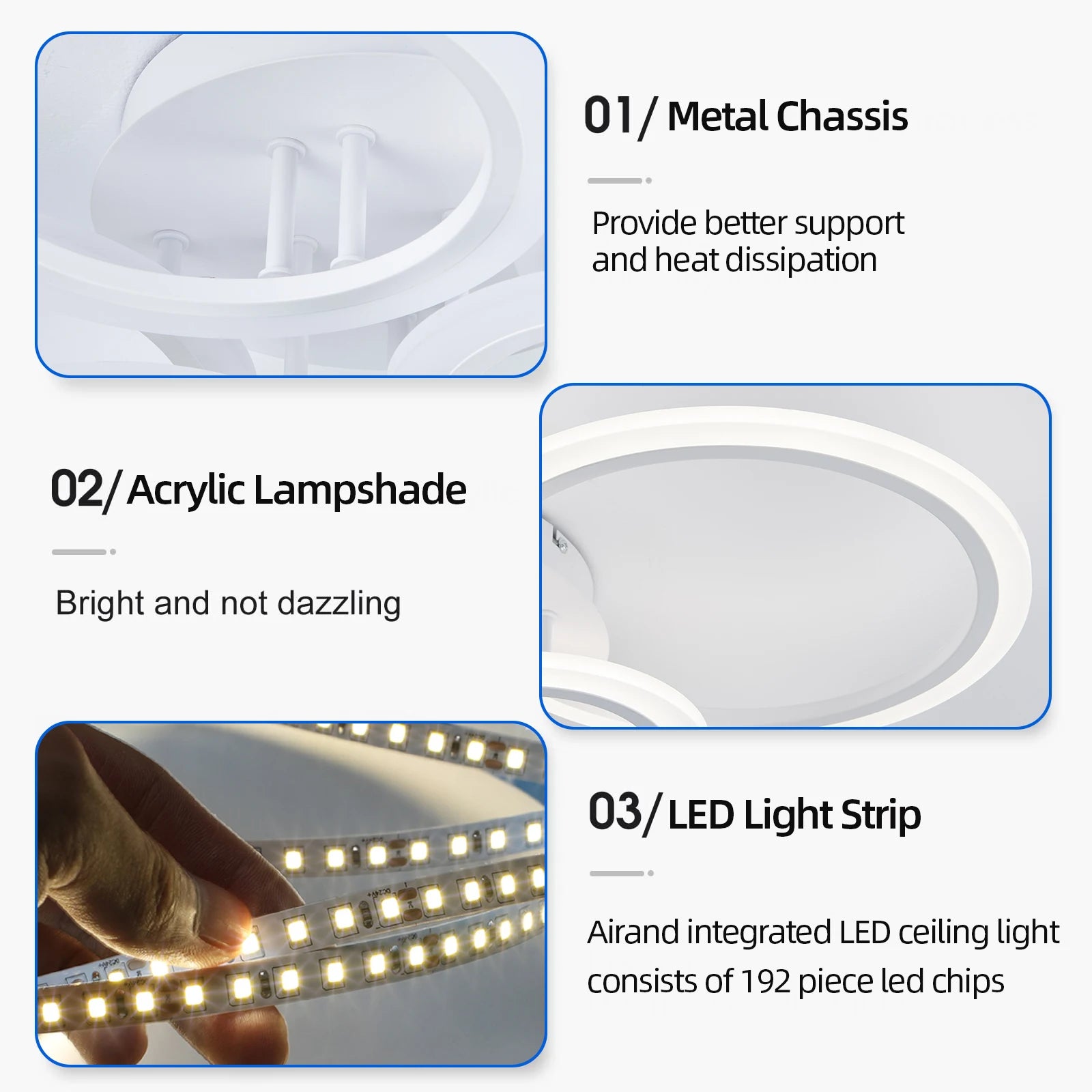 Modern LED Ring Ceiling Mount Chandelier Pendant Lamp for Living Room & Bedroom