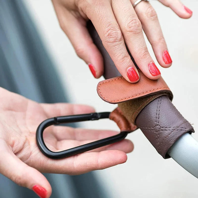 Leather Cart Hooks Baby Stroller PU Adjustable Pram Hook Organizer Diaper Bag Hanger Children Travel Accessories