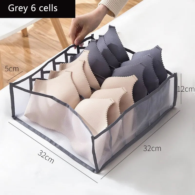 Foldable Underwear and Socks Organizer with Dividers Clothes Storage Box Breathable Mesh Bag for Wardrobe