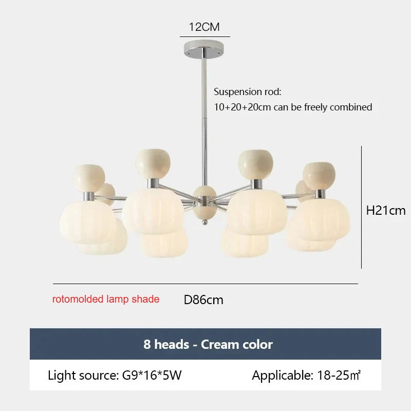 SANDYHA Elegant Modern Pumpkin Chandelier LED Lamp - Stylish Lighting Fixture for Living Room, Bedroom and Home Decor
