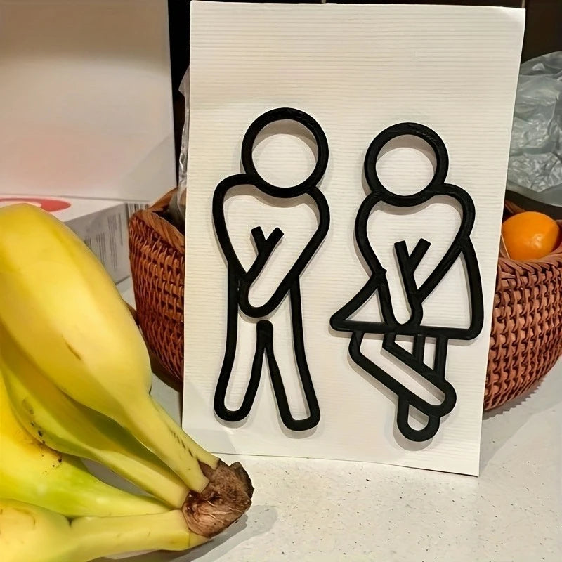 Funny Bathroom Signs for Men & Women, Creative Restroom Door Decor Toilet Signage Wall Sticker