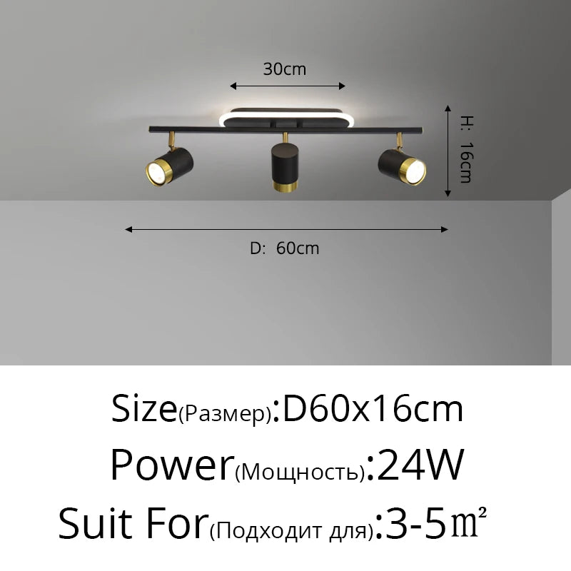 Black & White LED Chandelier for Living Room Balcony Corridor, Modern Simple Decorative Lighting