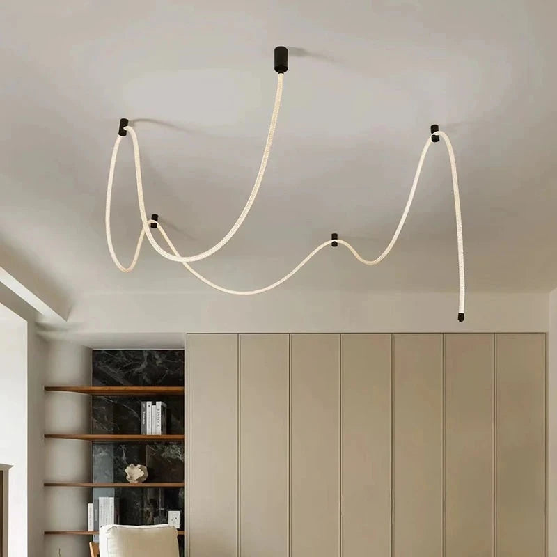 Designer DIY Silicone Chandelier, Art Wrapped Line Lamp for Living Room Dining Room Exhibition Hall Bedroom
