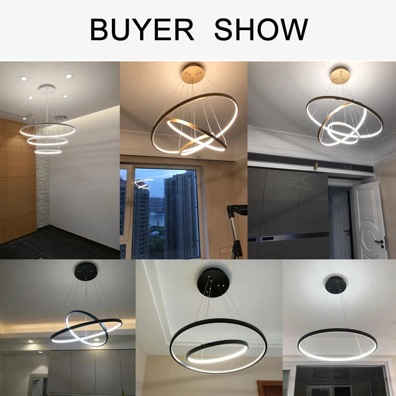 Modern Simple Ring LED Chandelier Pendant Lamp for Dining Room, Living Room & Bedroom