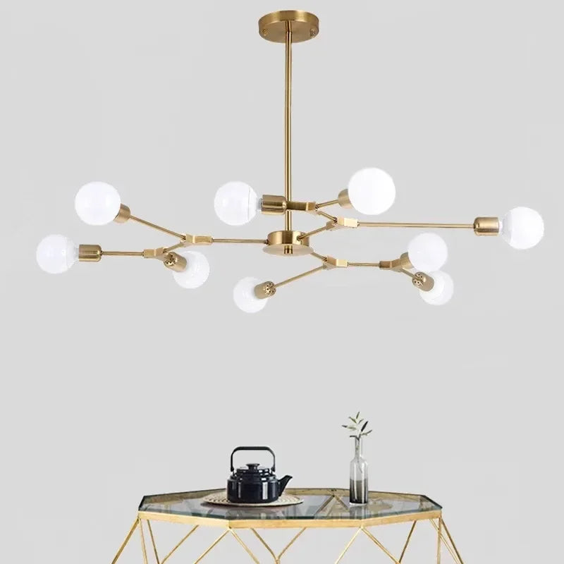 Modern Magic Bean Molecular Branch Chandelier - Electroplated Living Room & Bedroom Lamp