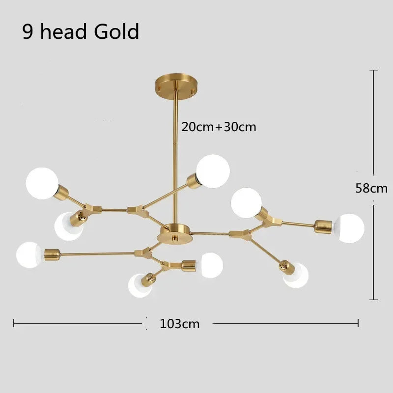 Modern Magic Bean Molecular Branch Chandelier - Electroplated Living Room & Bedroom Lamp