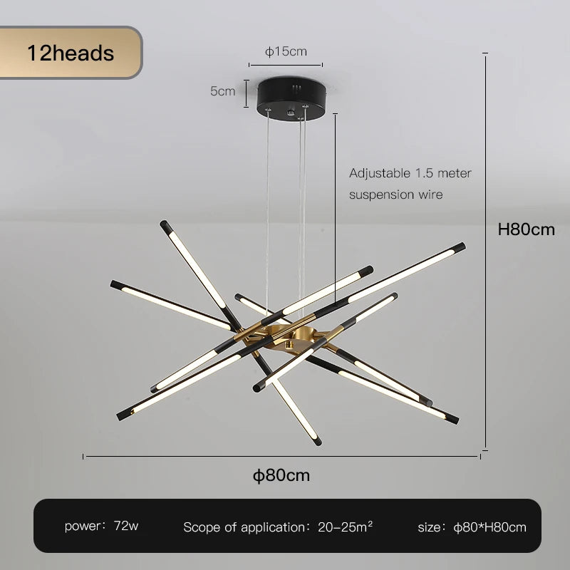 Nordic Geometric LED Pendant Chandelier with Remote Control for Restaurant, Living Room & Dining Table