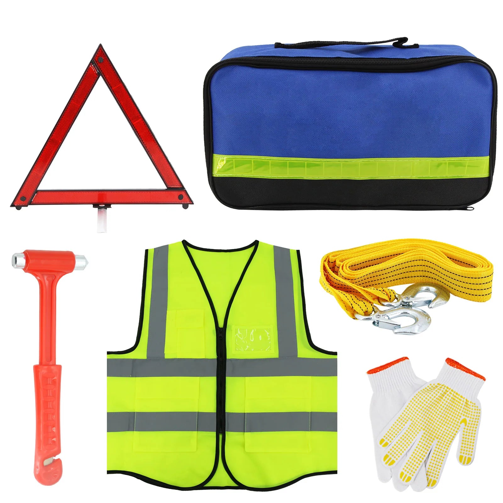 Car Emergency Roadside Assistance Kit - Jumper Cable, Tow Strap & First Aid Supplies for Motorists