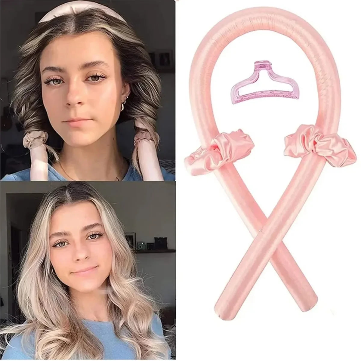 Heatless Curling Rod Headband, No Heat Silk Curls Ribbon Hair Rollers for Sleeping, Lazy Hair Curler Styling Tool