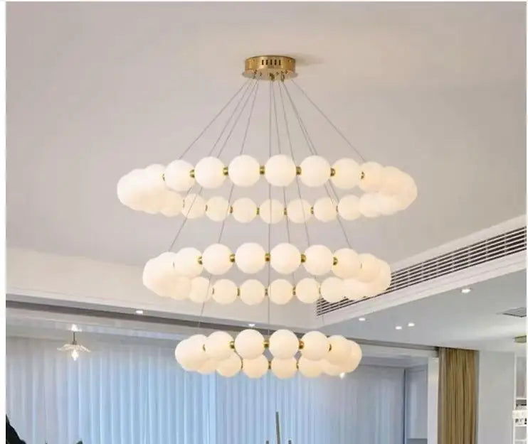 Nordic Magic Bean Round Chandelier - Modern Minimalist Lamp for Living Room, Bedroom & Restaurant