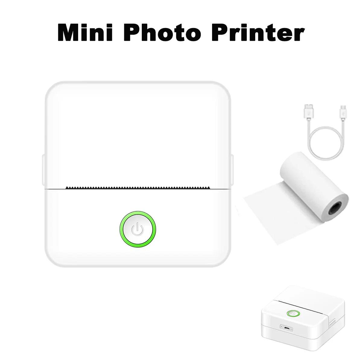 Thermal Mini Printer - Portable Inkless Bluetooth Sticker Maker and Pocket Photo Printer for Children DIY
