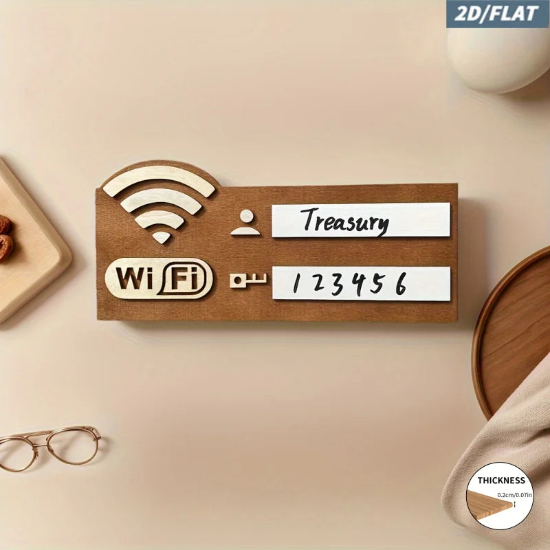 Wooden WiFi Password Sign with Erasable Board and Marker for Home, Office and Airbnb Guest Room Decor
