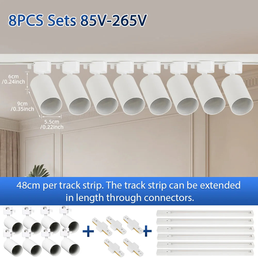 GU10 LED Track Light Full Set, Ceiling Spotlight for Kitchen Living Room & Store Decor