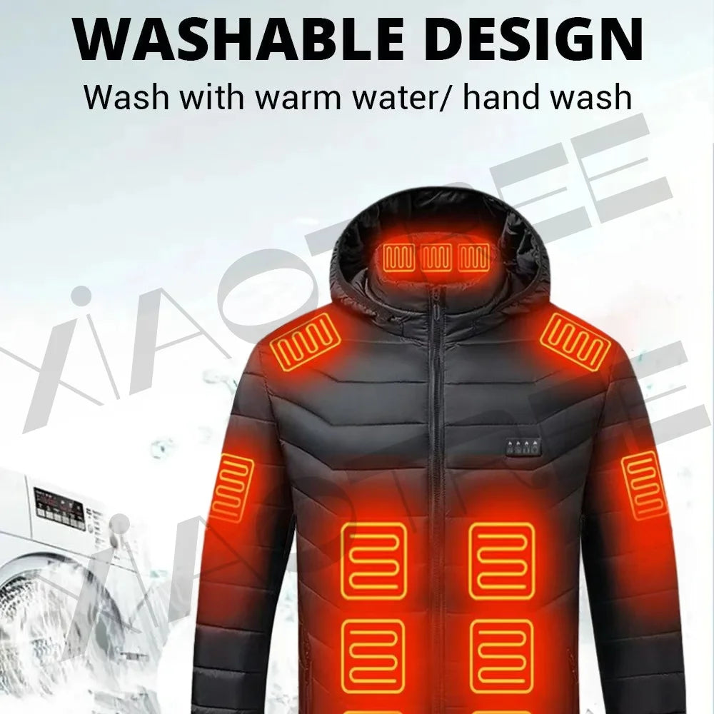 Smart USB Heated Jacket for Men and Women Winter Heated Clothing Ski Camping Waterproof Self Heating Warm Coat
