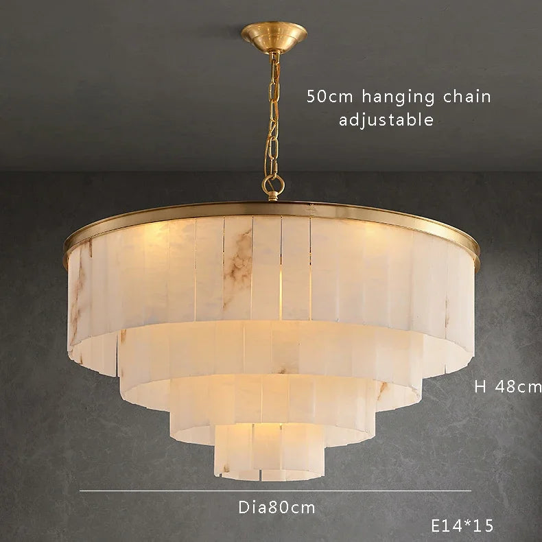 Full Copper Resin Chandelier with Luxury Marble Accents for Living Room Dining Room Bedroom Study