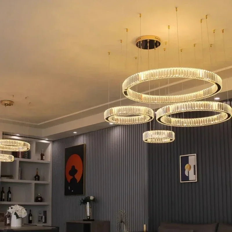 Modern Gold Luxury Crystal LED Dimmable Chandelier Pendant Lamp for Bedroom, Living Room, Hotel & Villa