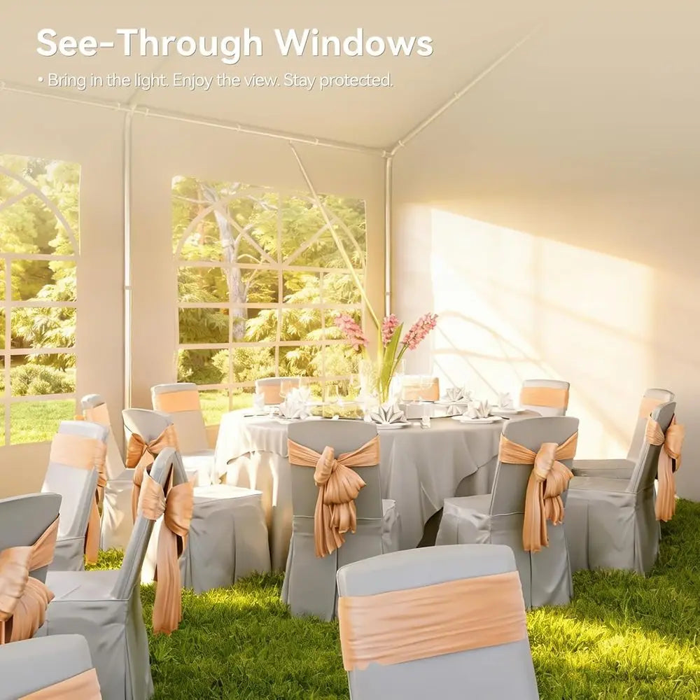 Waterproof Party Tent for Weddings and Outdoor Events with Removable Sidewalls and Roll-Up Door, Heavy-Duty Steel Frame