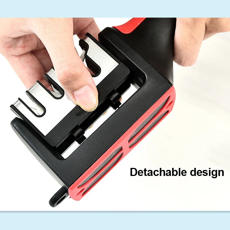 Kitchen 4-Stage Knife Sharpener Household Multi-Functional Hand-Held Three-Purpose Black Sharpening Stone