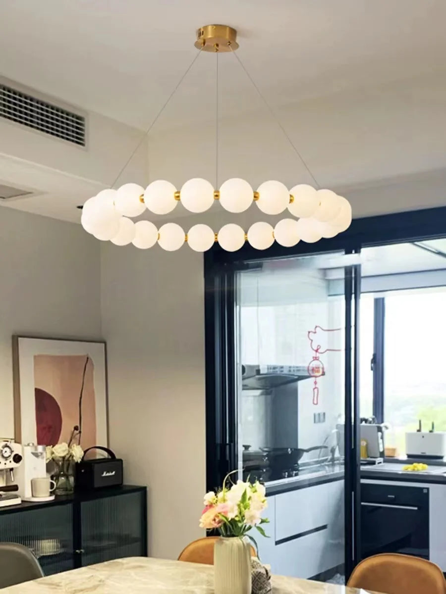 Nordic Magic Bean Round Chandelier - Modern Minimalist Lamp for Living Room, Bedroom & Restaurant