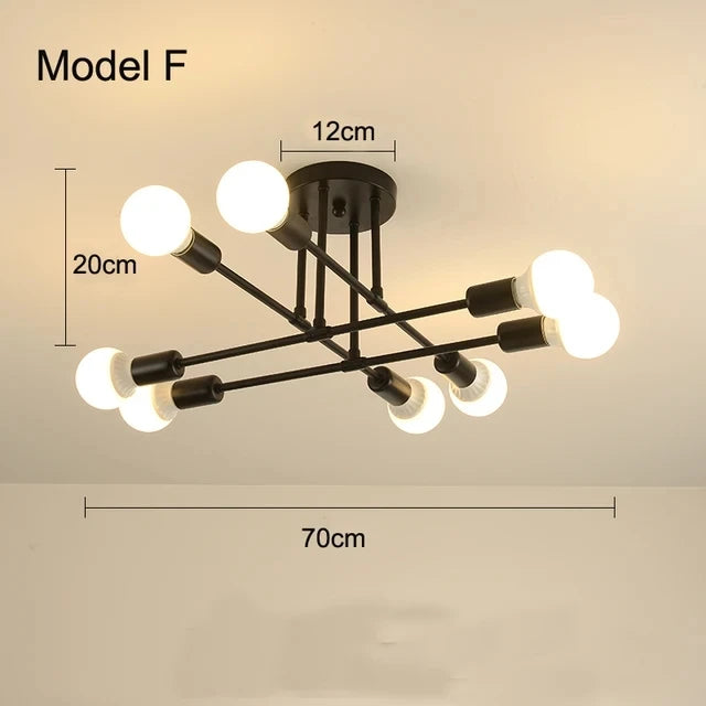 Nordic Minimalist LED Pendant Ceiling Chandelier in Black & Gold for Bedrooms & Living Rooms