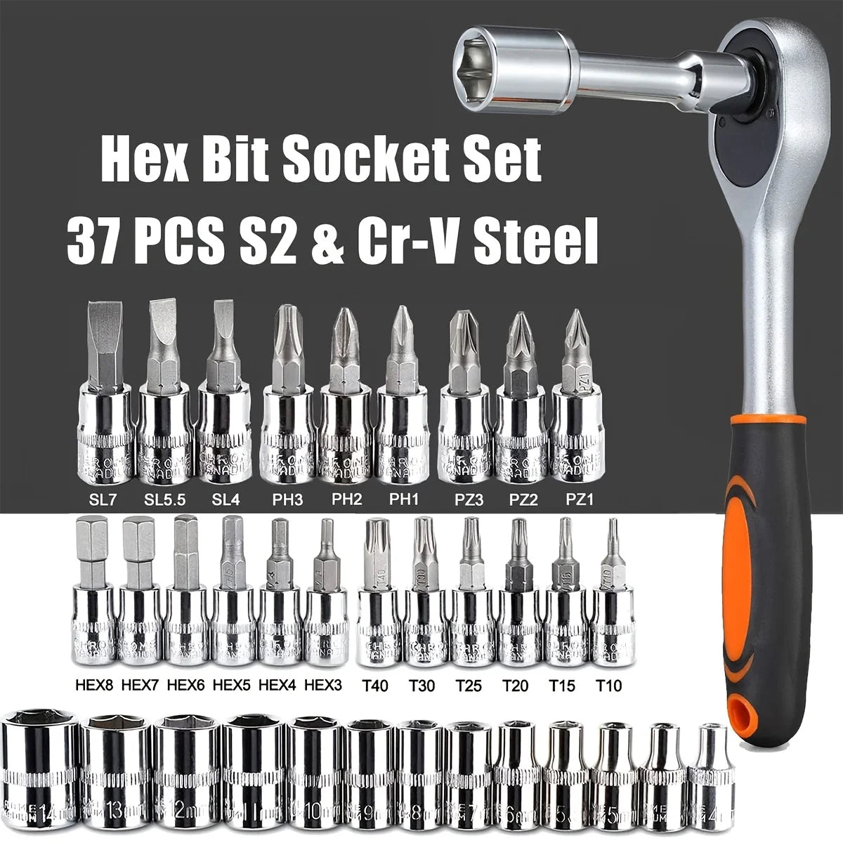 Family Mechanic Tool Kit for Auto Repair Household with Sockets Metric Hex Bit Socket Set Ratchet Wrench