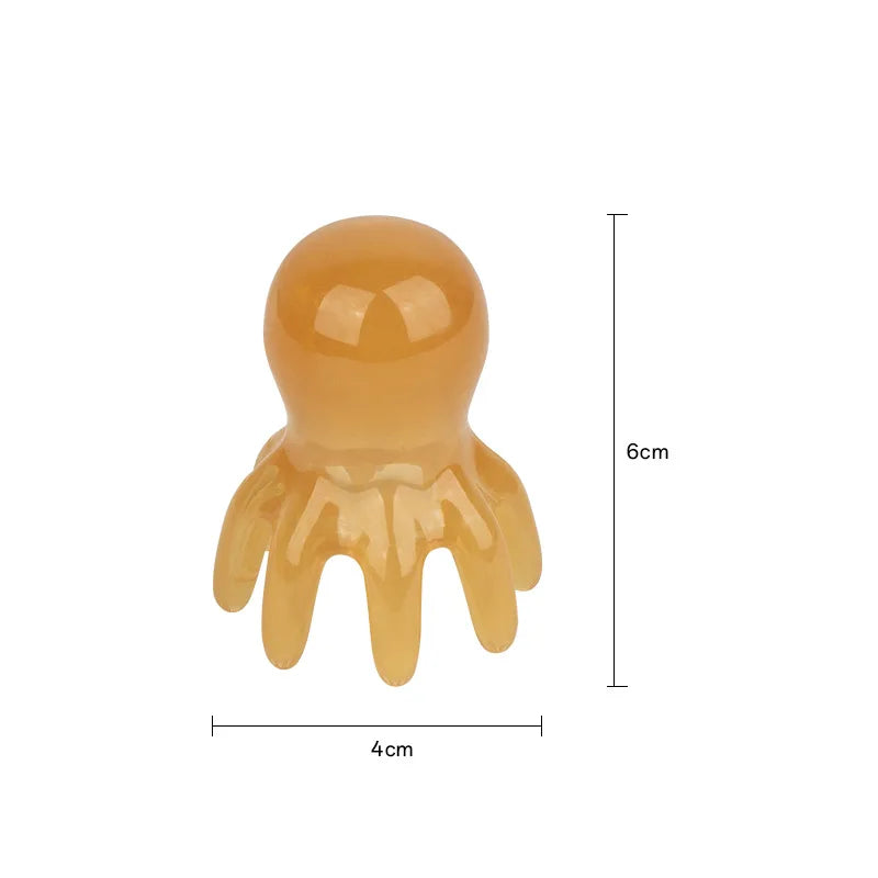 Octopus Resin Scalp Massage Comb - Meridian Scraping Acupuncture Gua Sha Brush for Fatigue Relief