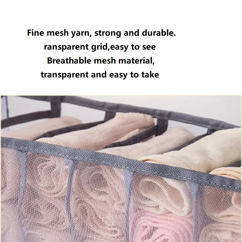 Collapsible Underwear Storage Box Nylon Organizer Dormitory Bra Storage Breathable Mesh Bag