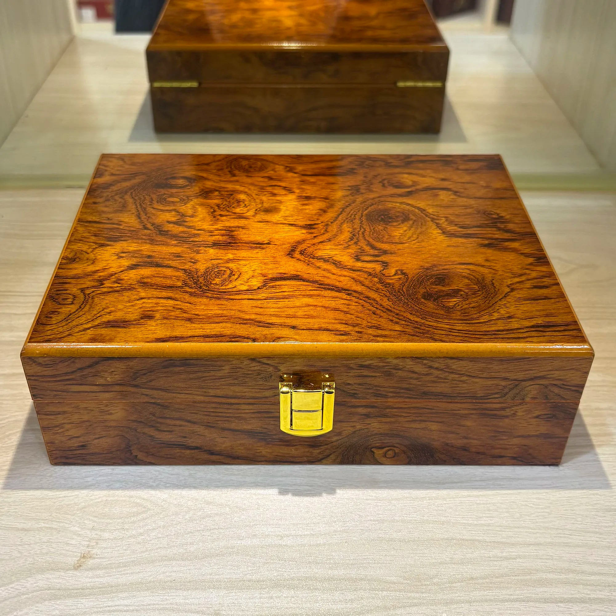 Classical Wooden Box with Lock, High-End Jewelry Storage Luxury Box