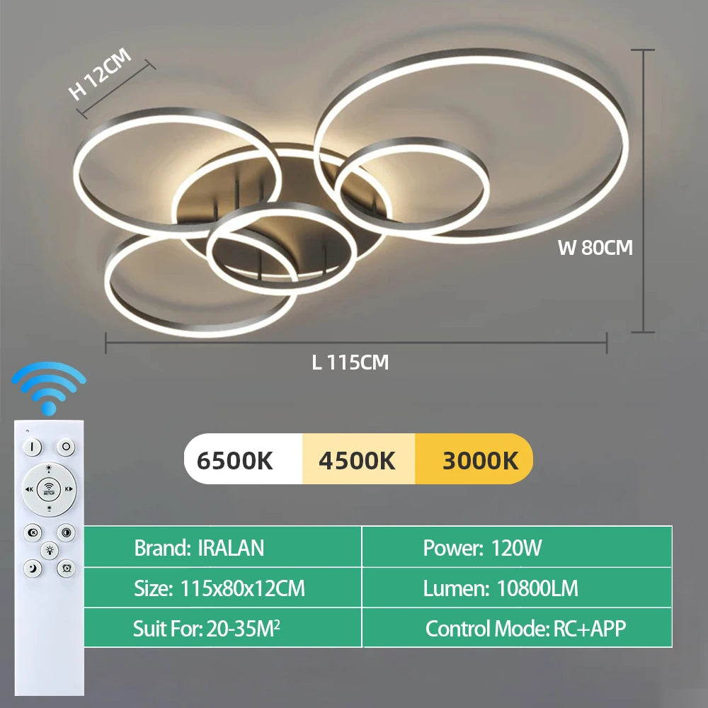Modern Dimmable LED Ceiling Chandelier Lamp for Home, Living Room, Study & Bedroom Decor