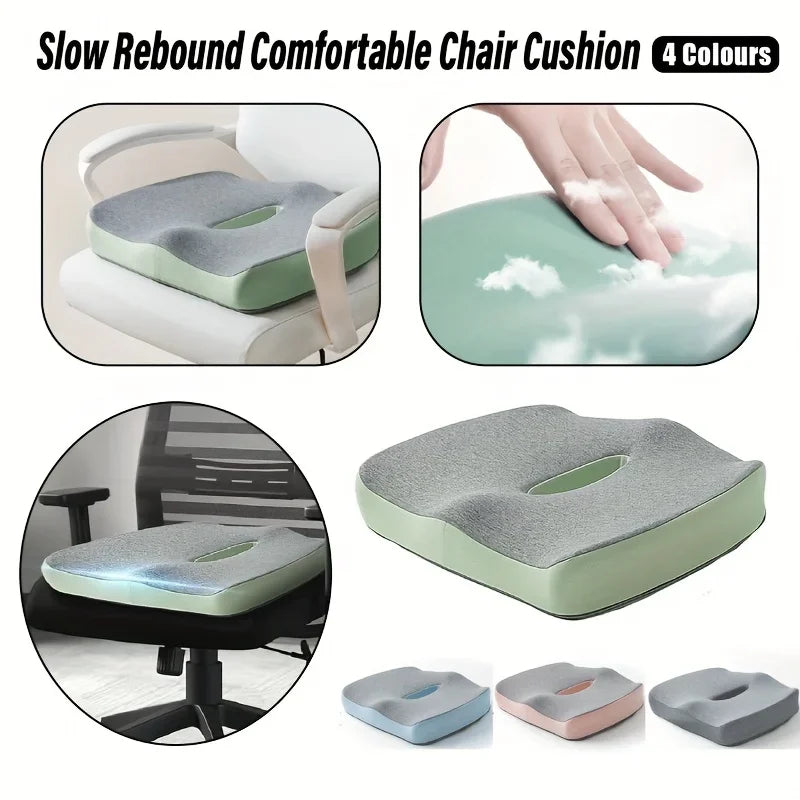 Ergonomic Office Seat Cushion - 3-Zone Memory Foam Lumbar Support Pillow, Breathable Posture Corrector for Car, Office and Wheelchair