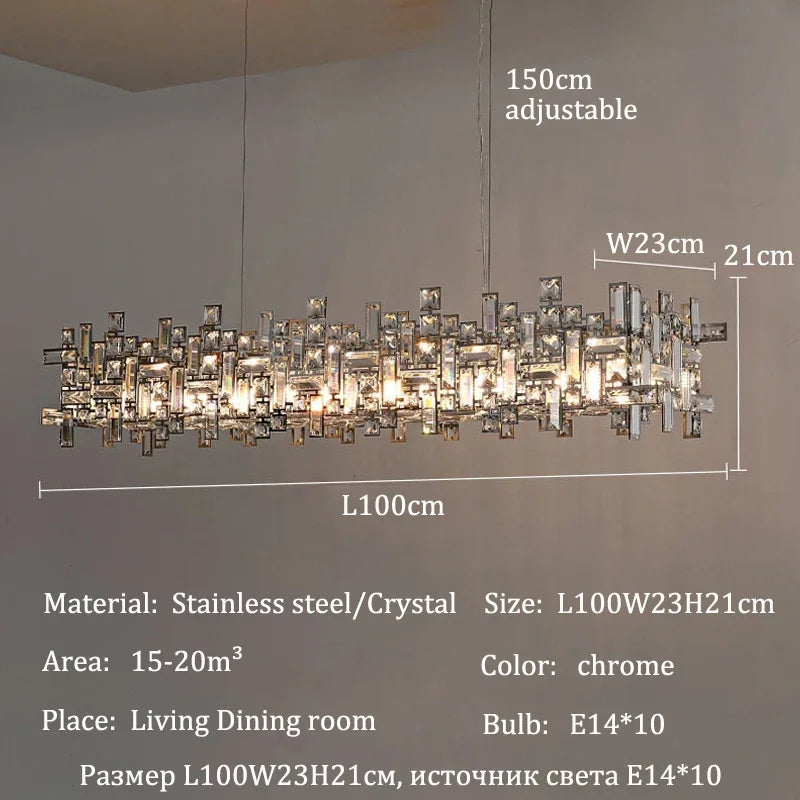 Luxury Chrome LED Crystal Chandelier for Home Villa Living & Dining Room Ceiling Pendant Lighting Fixture