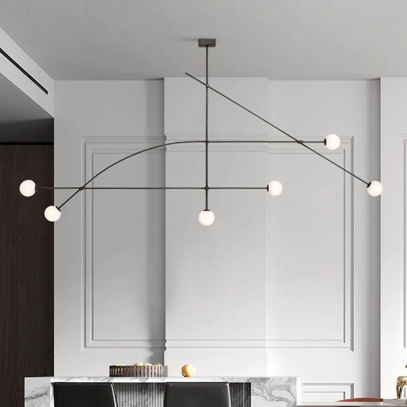 Modern Multi-Head Black Luminaire Pendant Chandelier for Living Room, Restaurant & Bedroom