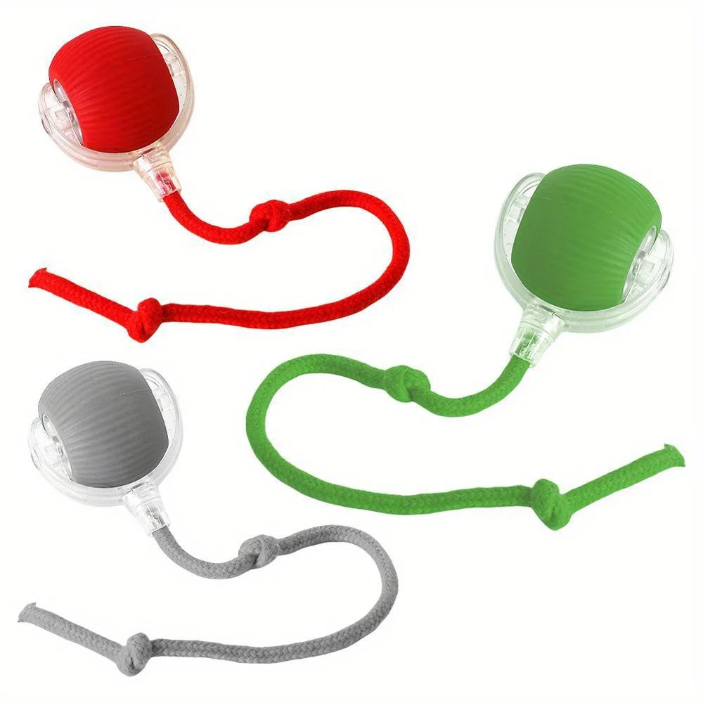 Automatic Interactive Cat Ball Toy, Rechargeable Smart Electric Rolling Ball with Faux Tail Mouse for Dog & Cat Training